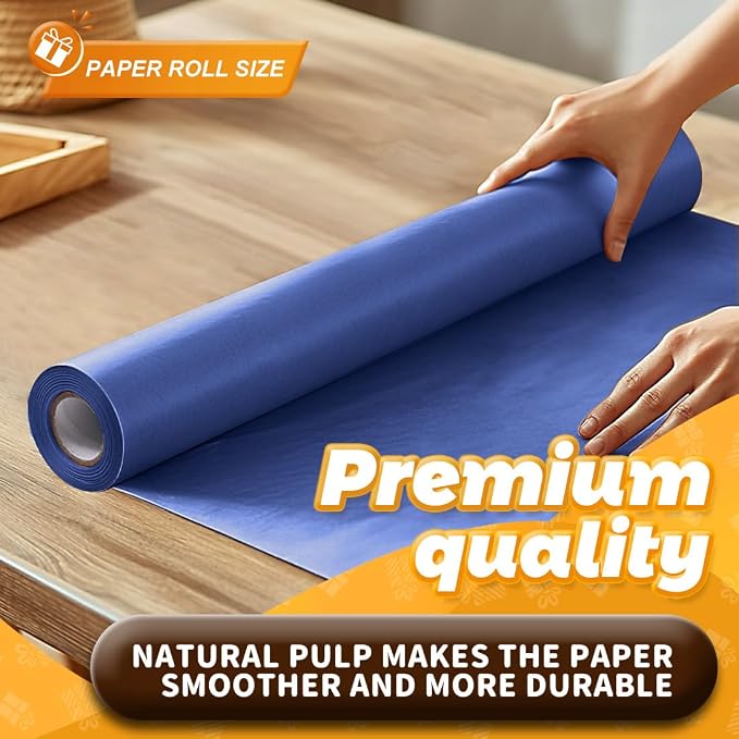 PerkHomy Blue Kraft Paper Roll 17.5" x 760" - Image 3