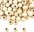 100pcs DIY 18mm Natural Wood Beads Unfinished Round Wooden Loose Spacer Beads by AqueensSquishiestoys