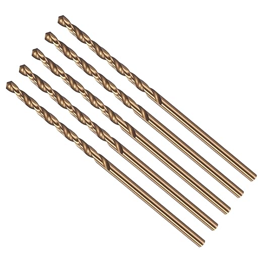 Drill Bit, #48 Cutting Diameter, 4341 HSS Gold Finish 118° Cutting Angle Number Jobber Bits - (Applications: for Drilling Soft Metal Plastic Wood), 5-Pieces