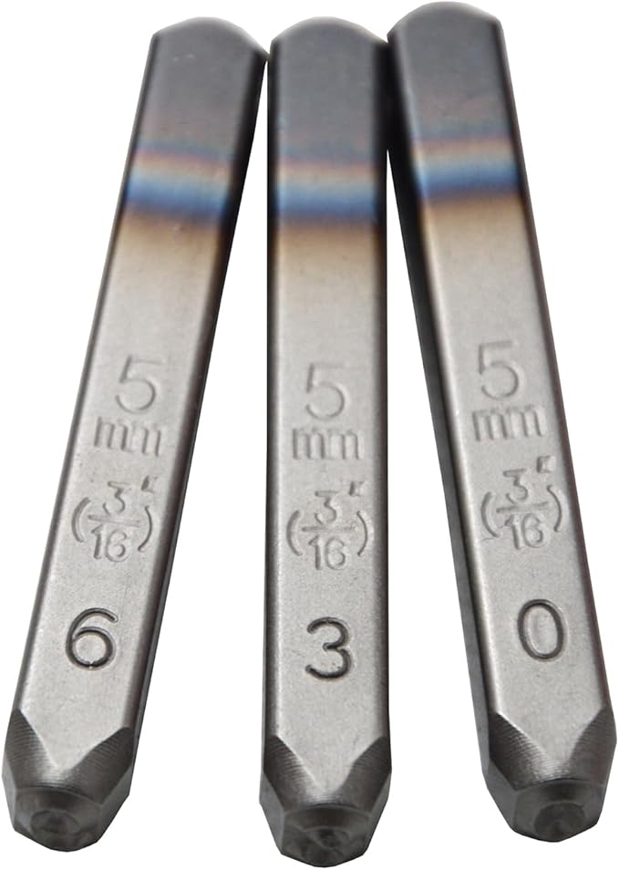 9pcs Heavy Duty Steel Stamp Uppercase Number 3/16 5mm Hand Stamping Character Mark Code Alphabet Punch Kit for Bracelet Ring Jewelry Sheet Metal Plate Making Mold Die