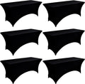 6-Pack 6ft Black Spandex Table Covers by Unknown