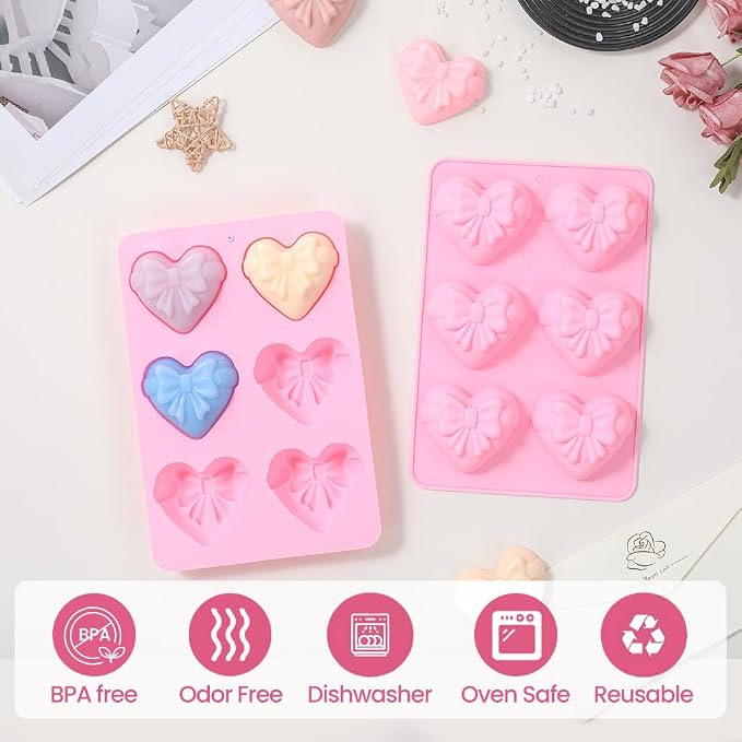 SJ Heart&Bow Shaped Silicone Mold 2 Packs, Soap Molds - Image 5