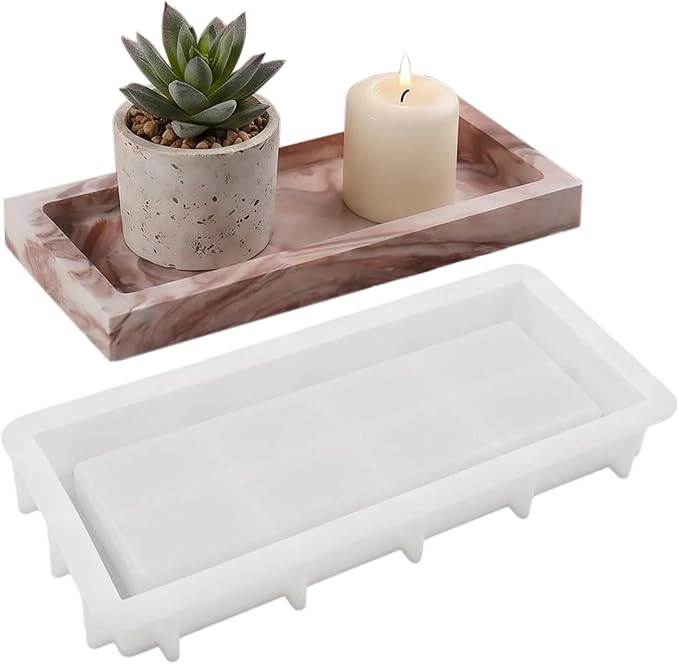 1Pc Rectangular Silicone Resin Tray Mold by Unknown