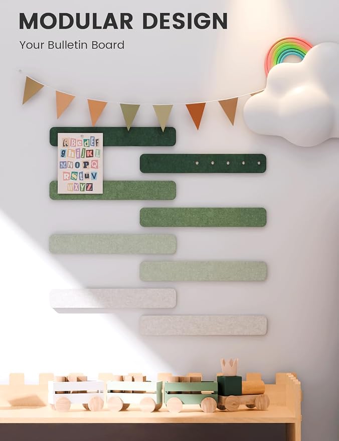 Fluxynara Cork Board Alternative Felt Strip Board 8-Pack 13"x2", Office Pin - Image 5