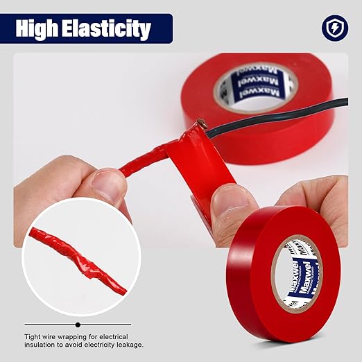 Red Electrical Tape PVC Vinyl - 3/4 In 60 Ft Professional Grade General Purpose Red Electric Tape Flame Retardant Waterproof For All Weather Under 600V Electrical Insulating Use Pack of 2 Rolls