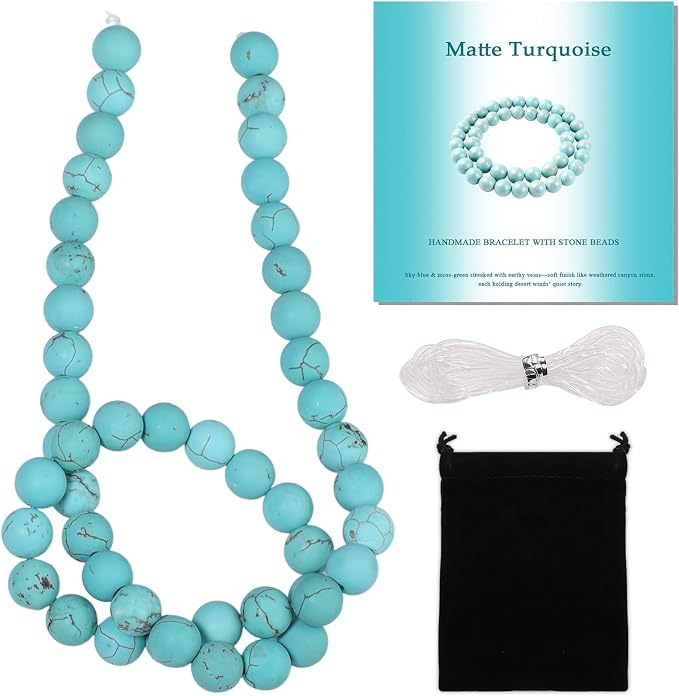 8mm Matte Turquoise Bead, 15-Inch Matte Round Loose Stone Beads by THRELE