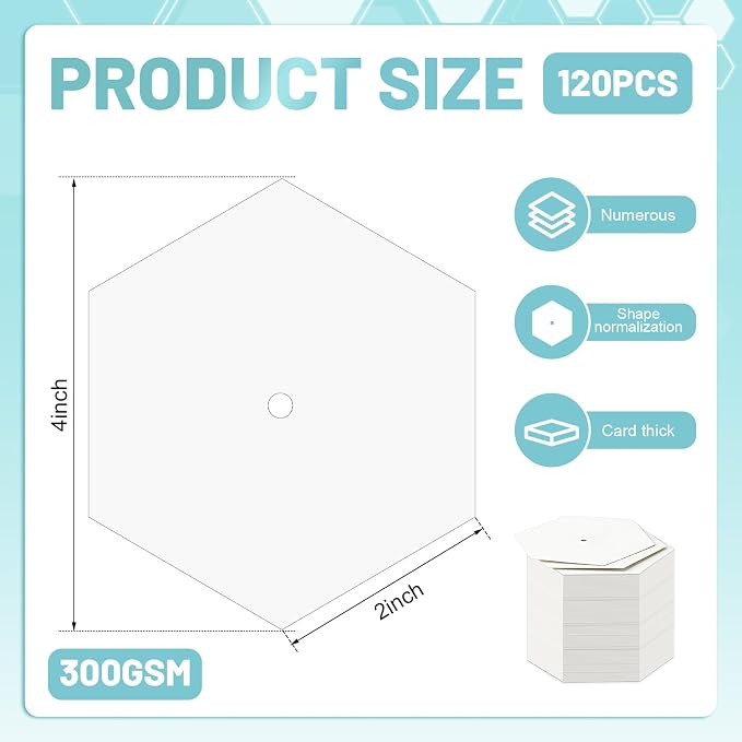120 PCS Hexagon Piecing Paper Templates, Quilting Templates Accessories - Image 2