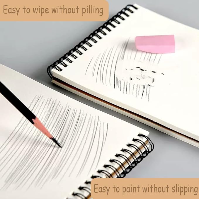 Sketch Book Pad, Drawing Paper 9" x 12" Spiral Bound, 90 Sheets, Durable Acid - Image 4