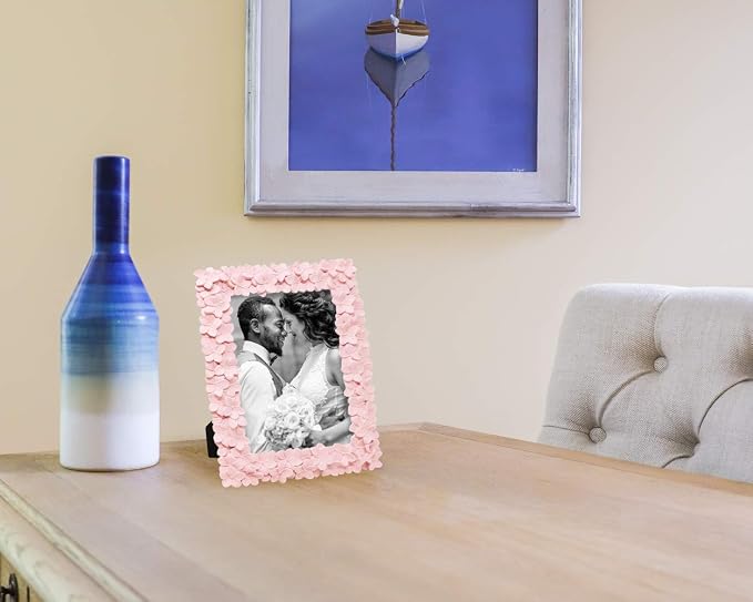 Laura Ashley 5x7 Pink Flower Textured Hand-Crafted Resin Picture Frame - Image 5