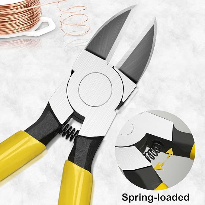 6in. Wire Cutters Set, Ultra Sharp Small Side Cutter Clippers with Spring Loaded, Flush Cutting Pliers, Diagonal Cutting Plier for Jewelry Making, Crafting, Electrical, 2 Pack