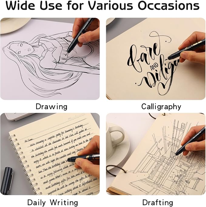 Micro Fineline Pen 8 Size Drawing Art Pens Waterproof Precision Micro Fineliner - Image 4
