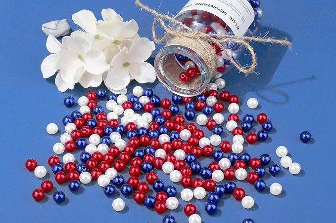 DUQGUHO Red White and Blue Beads, 4th of July Beads 8mm Patriotic Beads - Image 3
