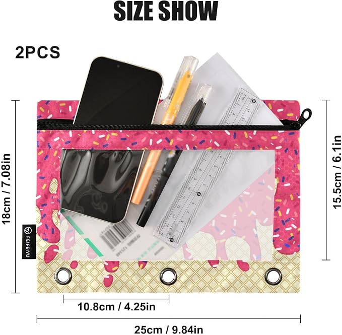Red Ice Cream Print Pencil Pouch - Image 3
