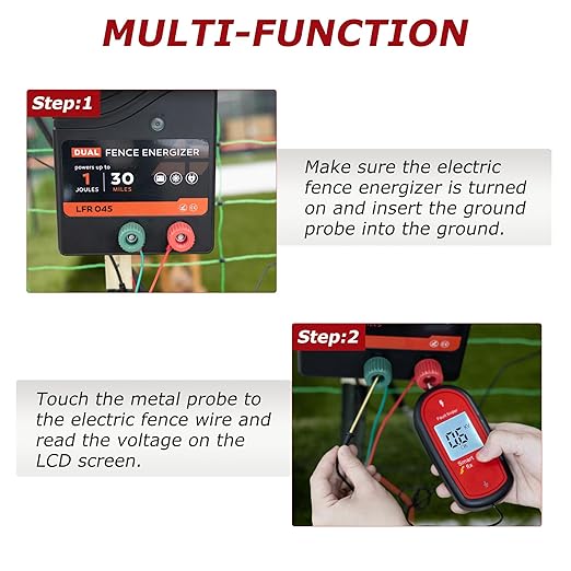 Electric Fence Voltage Tester, Handheld Fence Fault Finder Fence Tester for Farms, Digital Display High Voltage 200-15000V Gardening Tools