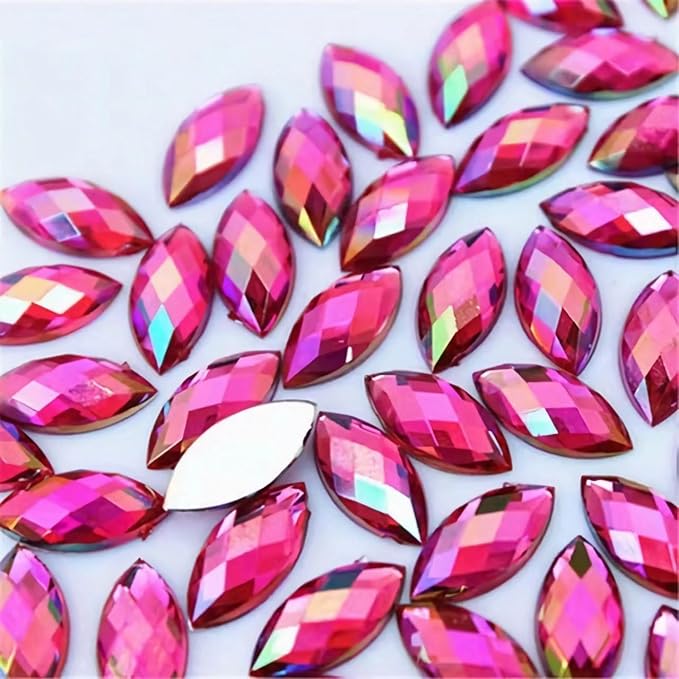 100 Pcs 15x7mm AB Colorful Jewels Gems Rhinestones by UYTRDVG