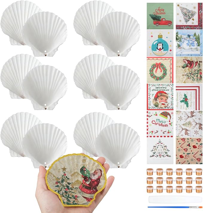 Halloscume 12 Set Christmas Scallop Shells by Halloscume