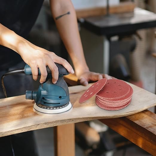5 Inch Sanding Discs Hook and Loop, 70 PCS 8 Hole Adhesive Sandpaper, Including 40/60/80/120/180/240/320 Grit for Random Orbital Sander