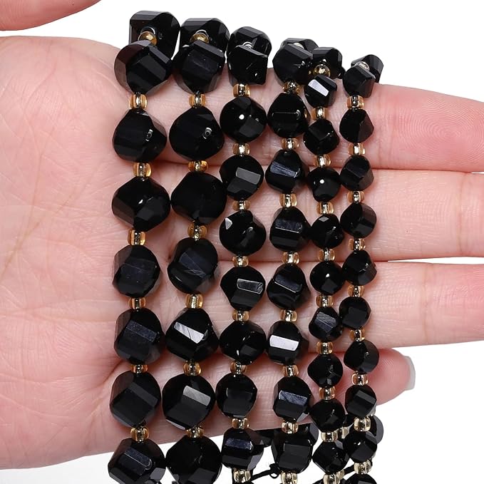 42pcs Natural Black Tourmaline Stone Beads - Image 4