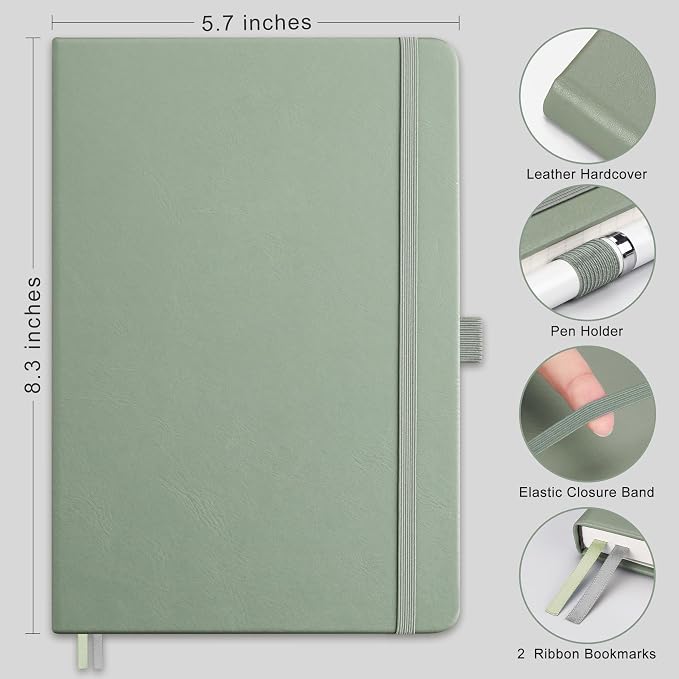 RETTACY Dotted Journal Notebook, 192 Pages, A5 Medium Size | Leather Hardcover - Image 2