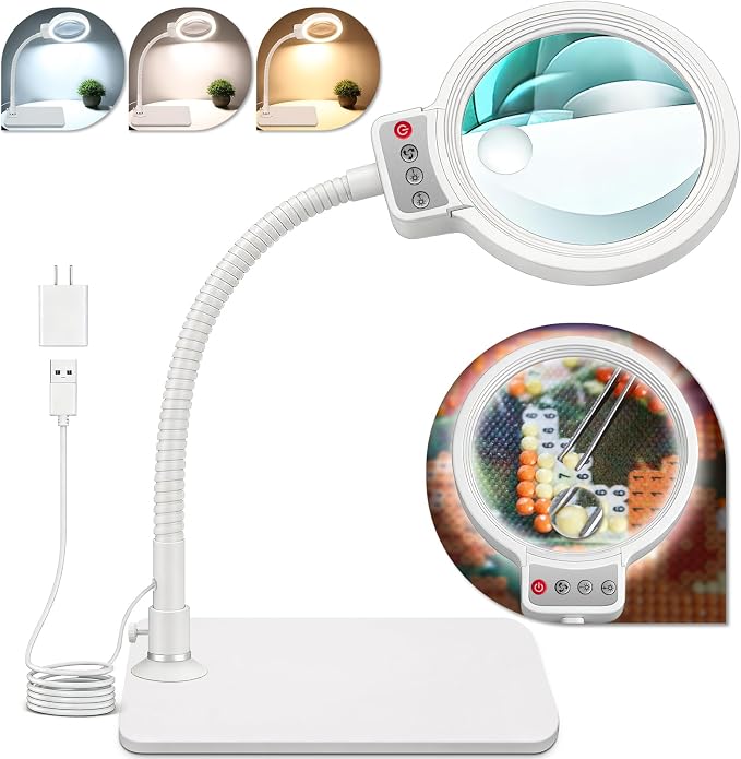 30X 10X Magnifying Glass with Light and Stand, 72 LED 3 Color Modes Stepless by home