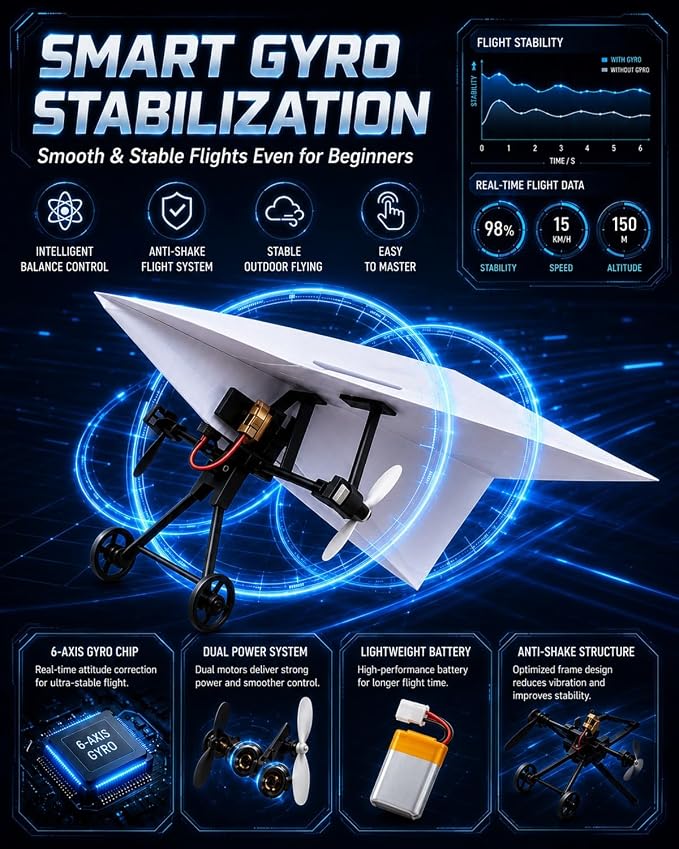 Rc Paper Airplane Motor Kit DIY Model Airplanes Launcher Construction Set - Image 7