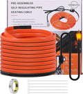 15FT Heat Tape for Water Pipes Freeze Protection IP65 Waterproof 7W/FT 110V BDDFOTO Water Pipe Heat Cable With Thermostat Self-Regulating Pipe Heater for House Garden/RV Camper