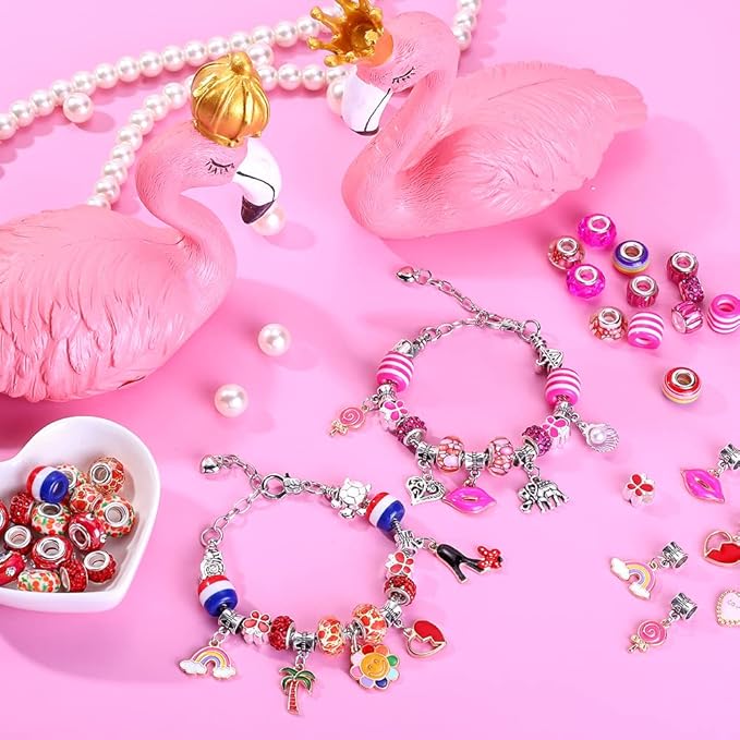 AIPRIDY 150 Pieces Charm Bracelet Making Kit, Unicorn Mermaid Crafts Gifts Set - Image 6