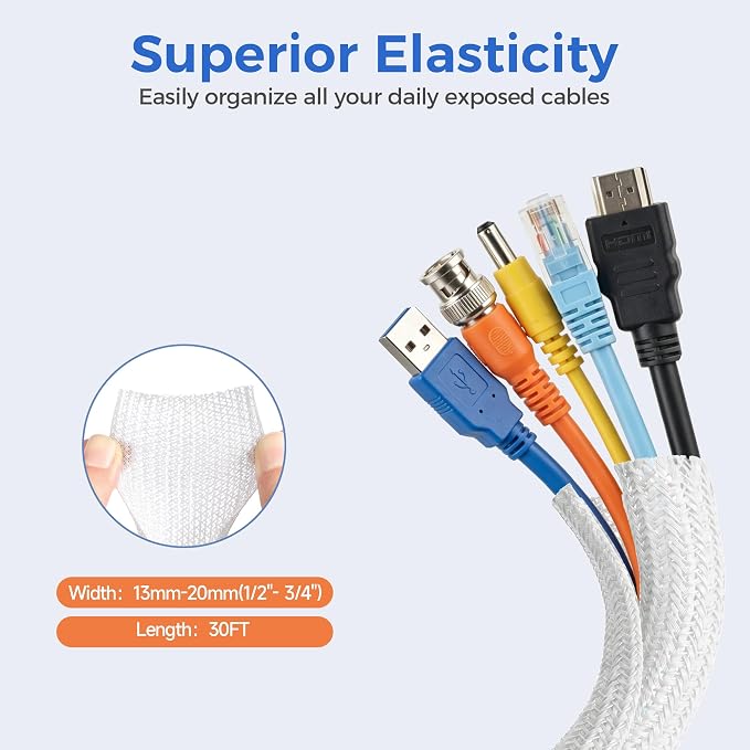 Delamu 30ft - 1/2 inch Cable Sleeve Cord Protector from Pets No Chew, - Image 2