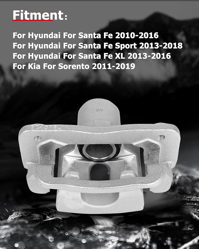 cciyu Rear Left Disc Brake Caliper w/Bracket 19B6271S 2010-2016 For Hyundai For Santa Fe,2013-2018 For Hyundai For Santa Fe Sport,2013-2016 For Hyundai For Santa Fe XL,2011-2019 For Kia For Sorento