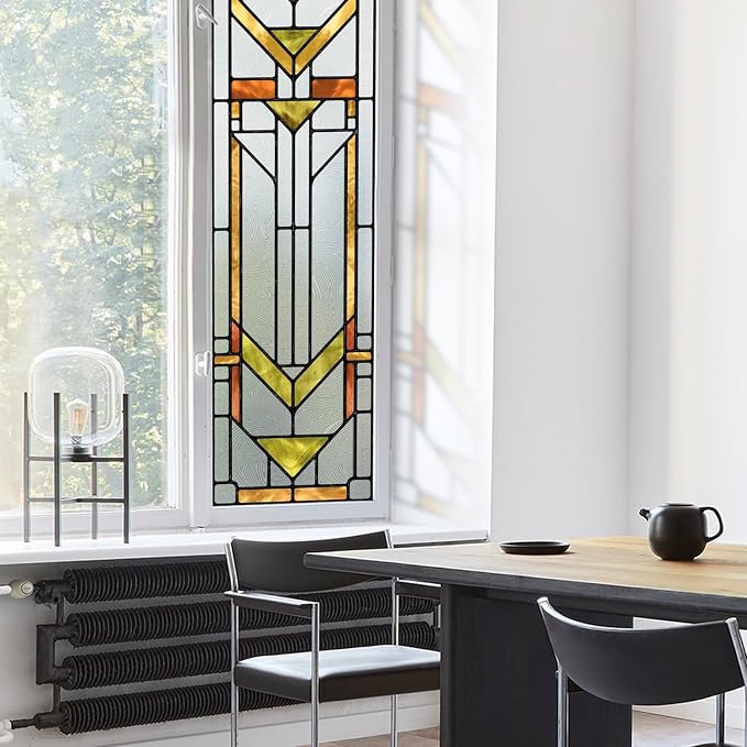 Original Hand Drawn Faux Stained Glass Window Film, Double-Sided Privacy Static by ChicSkin