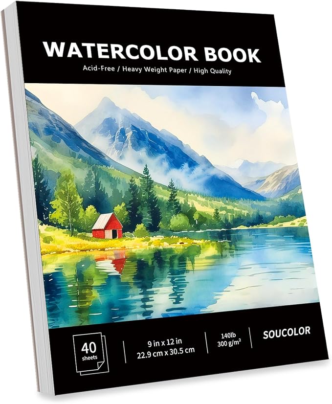 Soucolor Watercolor Paper Pad 9x12 140lb Cold Press 40 Sheets Art Supplies | by Soucolor