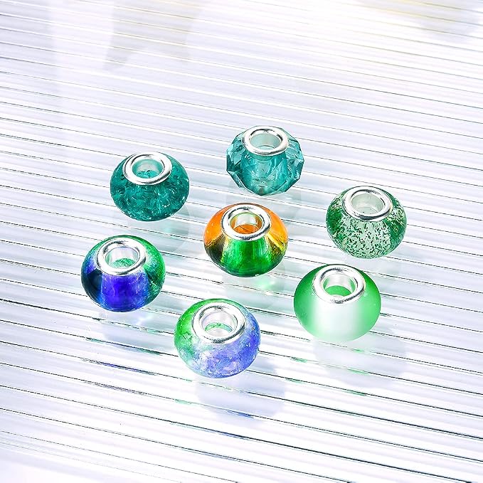 Aipridy European Large Hole Beads, Colorful Glass Charm Beads Set - Image 2