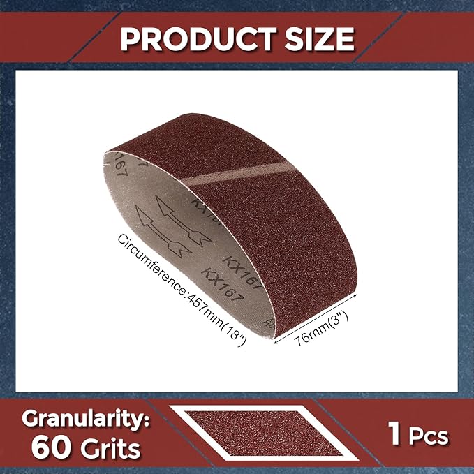 12 Pcs Sanding Belts 3 x 18 Inch 60 Grit Aluminum Oxide Abrasive Sandpaper for Belt Sander Metal Grinding Wood Working Weld Rust Removal