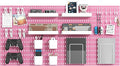 Pegboard Combination Kit, Wall Mounted Storage Set with 8 Pegboards & 32 Accessories Hanging, Pink Peg Boards Organizer for Walls Display, Crafts Organization, Kitchen Organizer, 22" x 44"