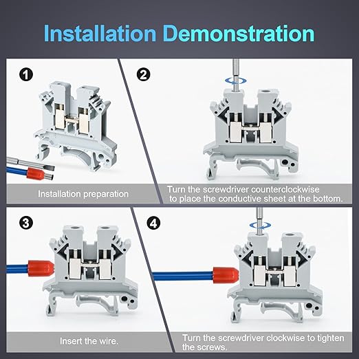 Terminal Block Kit, Rail Combined Terminal Block, Rail Type Voltage Terminal Accessories (Red & Grey)