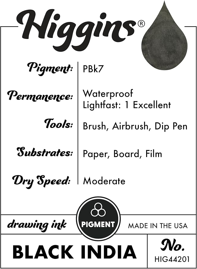 Higgins Black India Pigmented Drawing Ink - Image 3