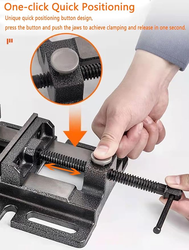 MYTEC Drill Press Vise, 3.0" Black, Quick Release Workbench Industrial Vise Clamp, High-grade cast steel Bench Clamp
