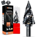 Four Spiral Flute Step Drill Bit for Metal,M35 Cobalt Unibit Step Drill Bit Set 1/8"-1"(9 Sizes),Wear-Resistant AlTiN Coated,3/8" Hex Shank for Metal, Stainless Steel, Aluminum, Plastic