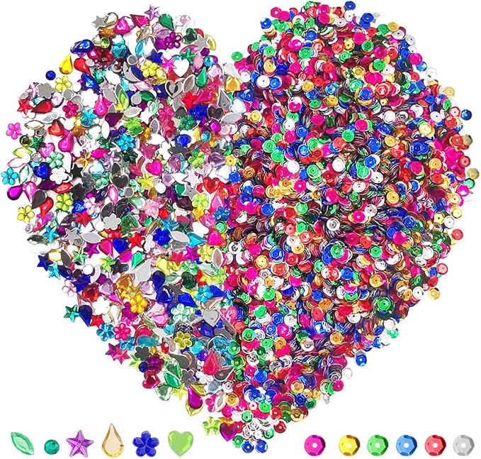 DaKuan 20000 Pcs 6MM Bulk Loose Sequins and 600 Pieces Craft Gems Jewels by DaKuan