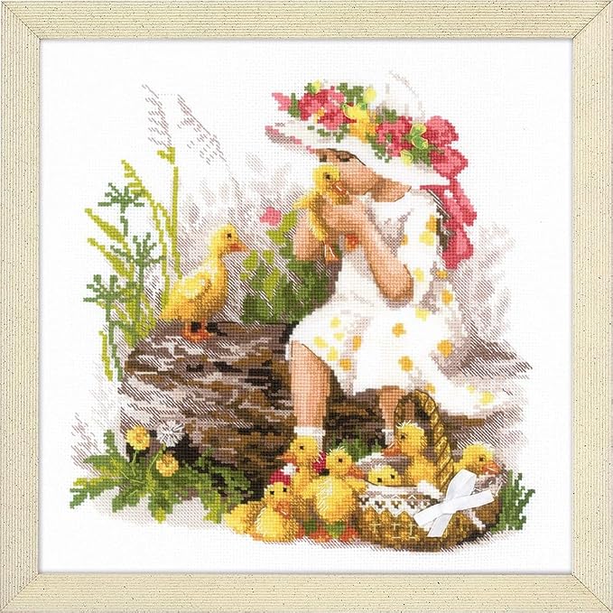 RIOLIS - Girl with Ducklings 1781, Animals Cross Stitch Kits 11, Cross Stitch by RIOLIS