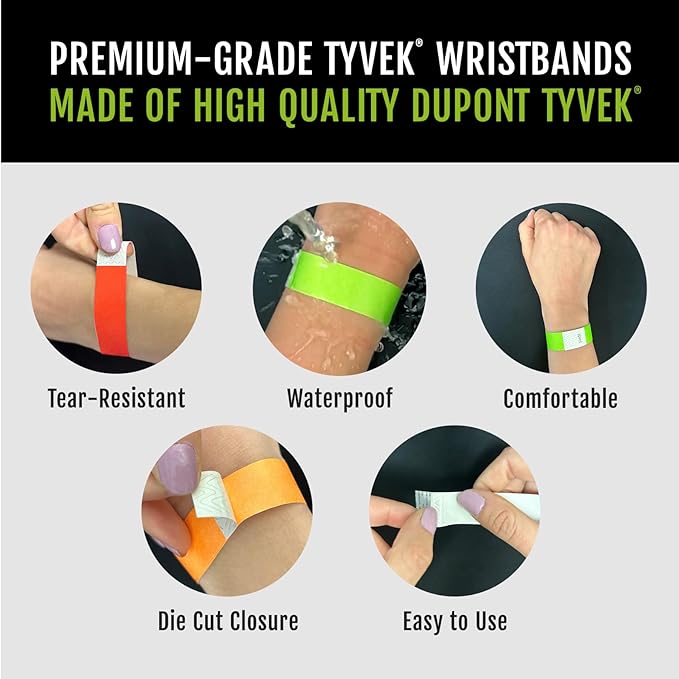 1,000 WristCo Tyvek Deep Metallic Gold Wristbands for Events – Tamper-Proof Design Prevents Reuse – Premium-Grade Bracelets for Hospital & Medical ID, Party, Concert Entry, VIP Identification
