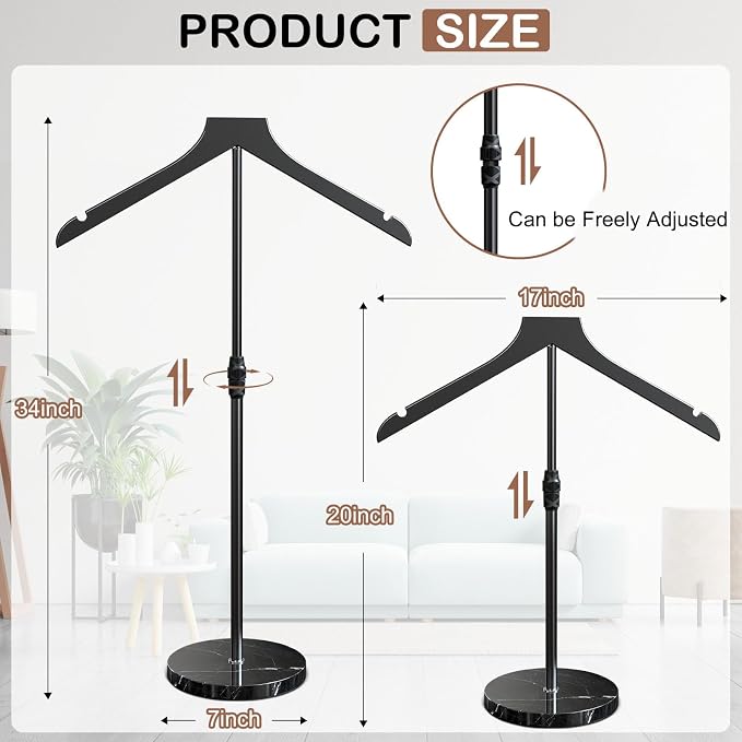 OLV Mannequin Torso with Marble Base, 18-34 Inch Adjustable Shirt Display Stand - Image 6