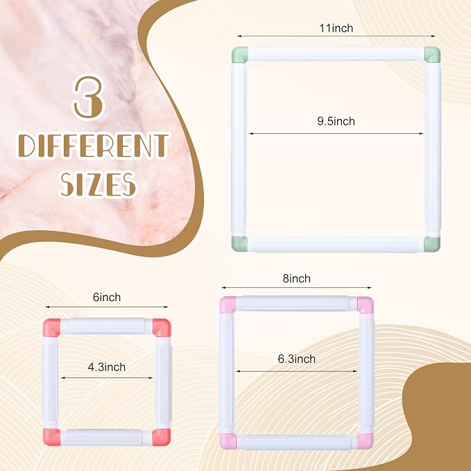 Janinka Embroidery Hoop 3 Pcs Cross Stitch Hoops and Frames White Rectangular - Image 2
