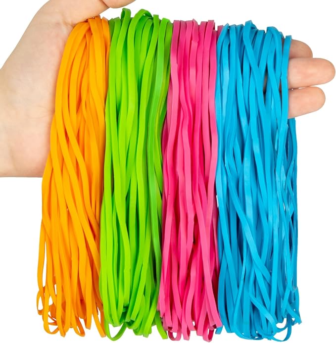 Large Rubber Bands Heavy Duty- 120PCS Colored 7" Elastic Band, Office Supplies by Sukh