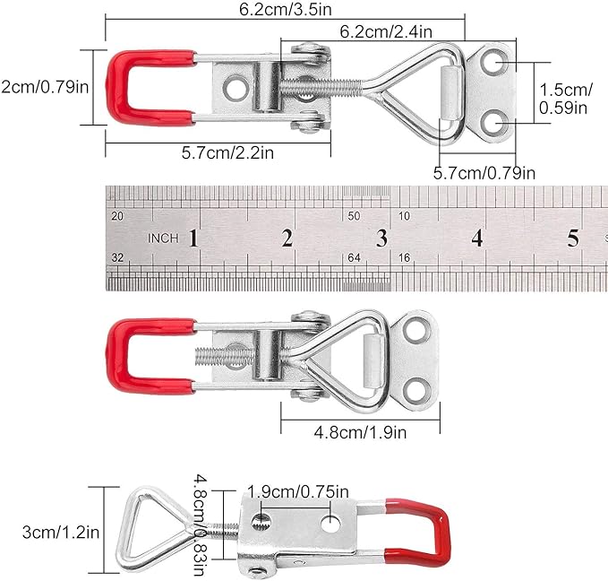 16 PCS Adjustable Toggle Clamp 360 lbs Holding Capacity Toggle Latch Hasp Clamp GH-4001 Lockable Quick Release Pull Latch Silver Metal Draw Latch for Door, Box Case Trunk, Smoker Door, Jig