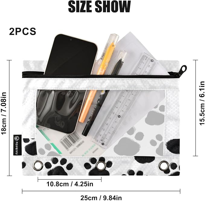 Custom Black Paws Print Pencil Pouch - Image 3