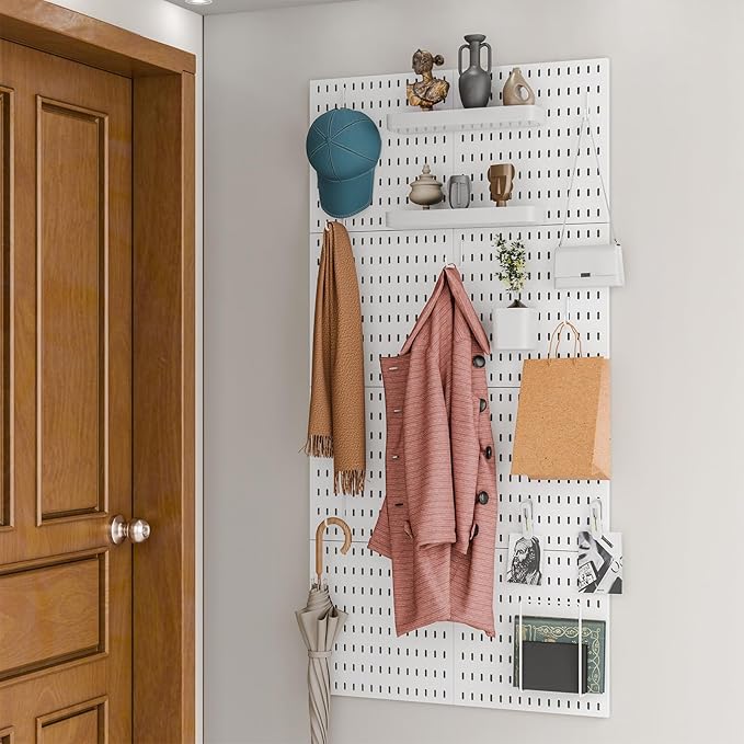 8-Pack 22"x44" Plastic Pegboard Panels Durable Modular Organizer Boards for Wall Storage, Garage, Workshop & Craft Room – Lightweight & Easy to Install