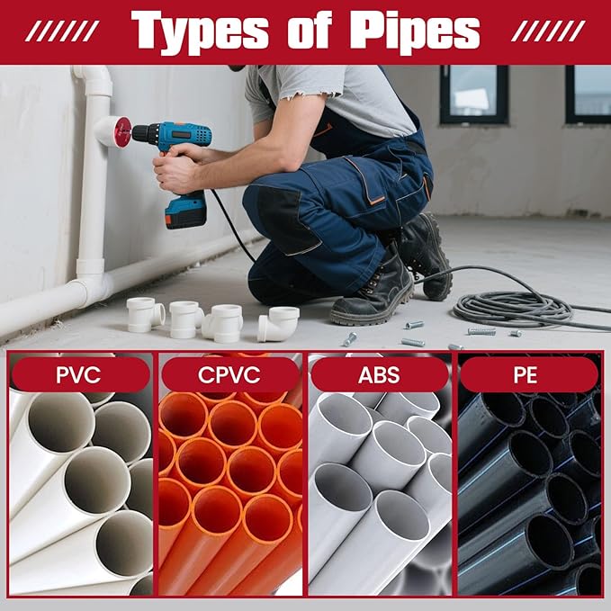 6Pcs PVC Pipe Reamer Kit, Lightweight Hollow Design PVC Fitting Saver for Sch.40 CPVC, ABS, Socket Hub Saver Includes 3/4", 1", 1-1/2", 2", 3", 4", Plumbing Tool Fits Standard 1/2" Drill