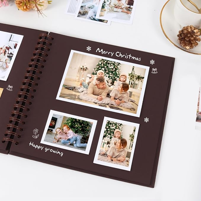 RECUTMS 10x10 Inch Scrapbook 60 Pages DIY Memory Album Kraft Paper Coffee | - Image 3