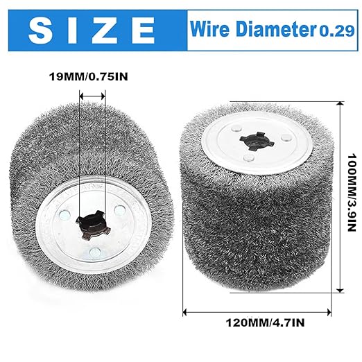 Surface Conditioning Tool Drum 4.7" x 4" Stainless Steel Wire Brush Drum (0.29mm Wire) Abrasive Wire Wheel for Metal Surface Polishing Grinding Removing
